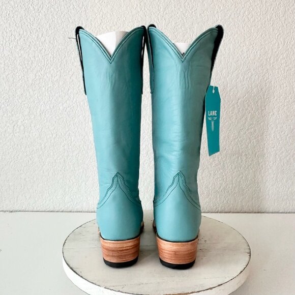 Lane EMMA JANE Turquoise Cowboy Boots Womens 5 Western Snip Toe 14" Tall Shaft - Picture 4 of 11